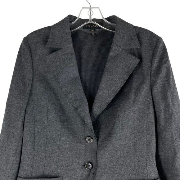 Escada Virgin Wool Cashmere Blazer Jacket Dark Gray Size 40 - Picture 2 of 7